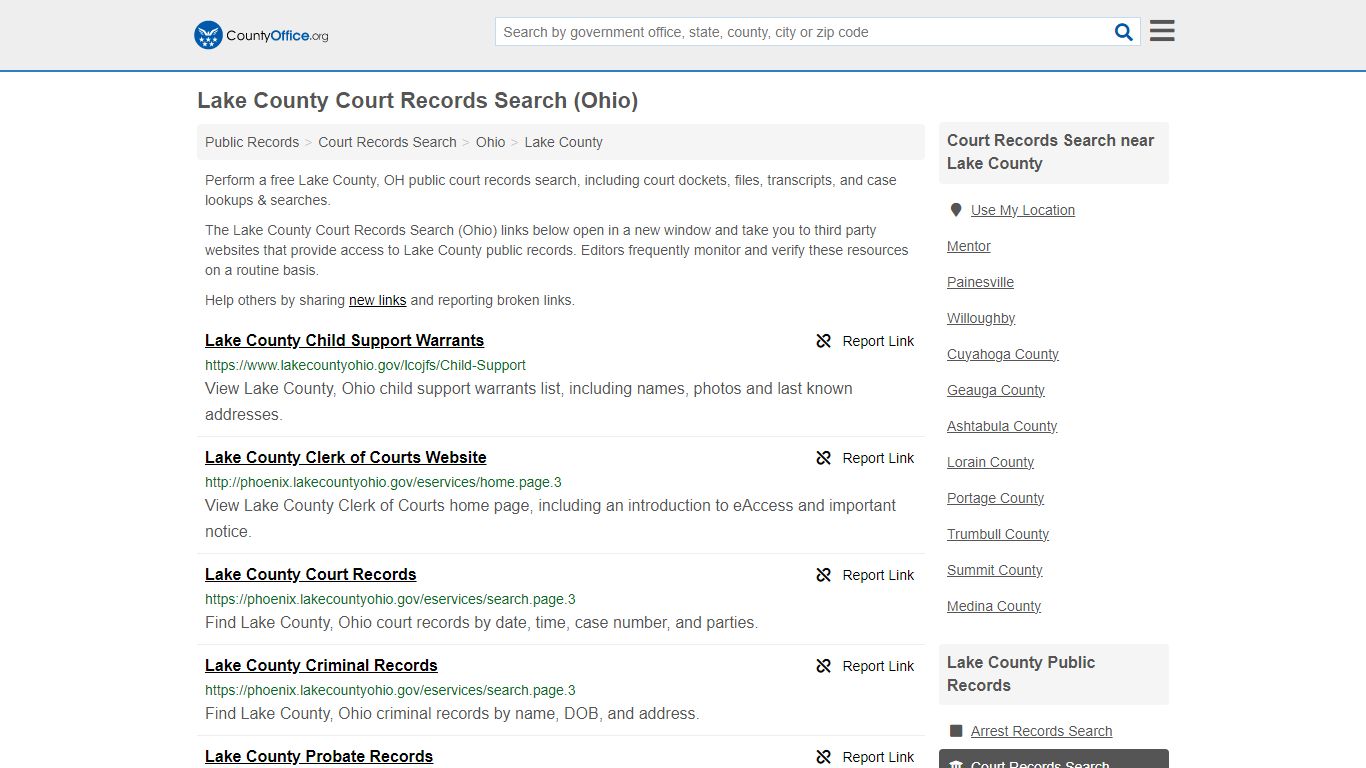Lake County Court Records Search (Ohio) - County Office
